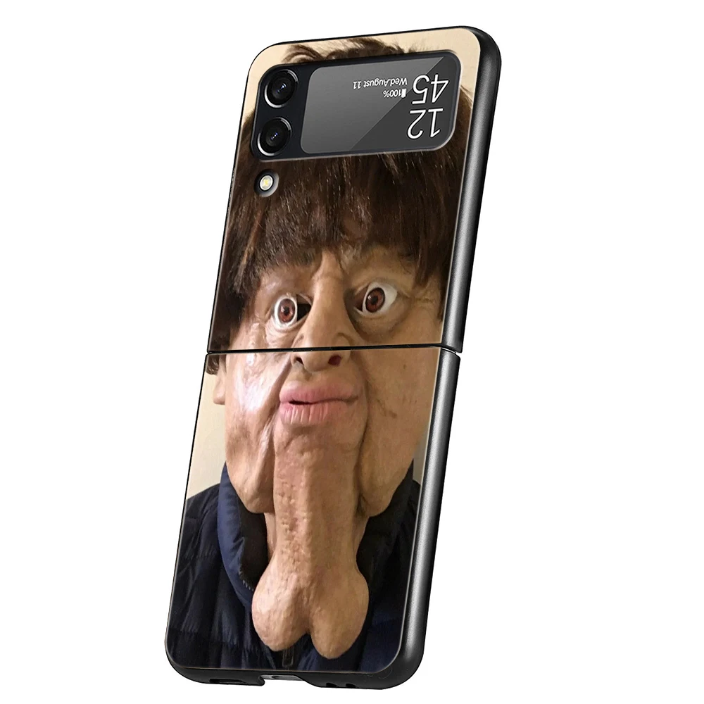 Hard PC Phone Case For Samsung Galaxy Z Flip 8 7 6 5 4 Black Cover For Galaxy Z Flip 3 Foldable Capas Ugly Man Funny Present Bag