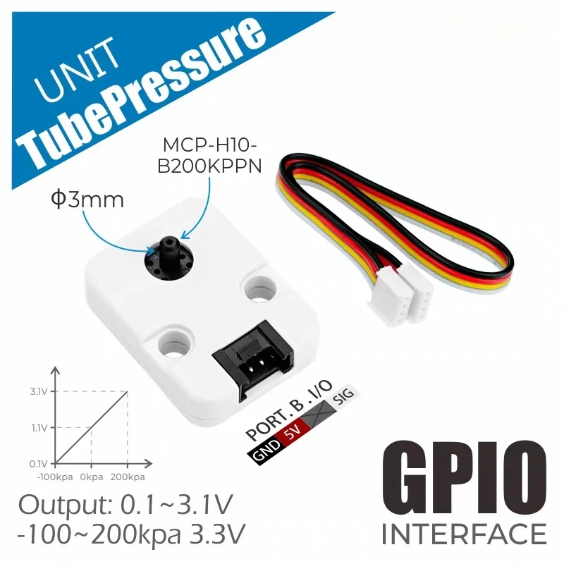 

Official M5Stack Tube Pressure Positive and Negative Pressure Gauge Module Programmable Gas Pressure Detection