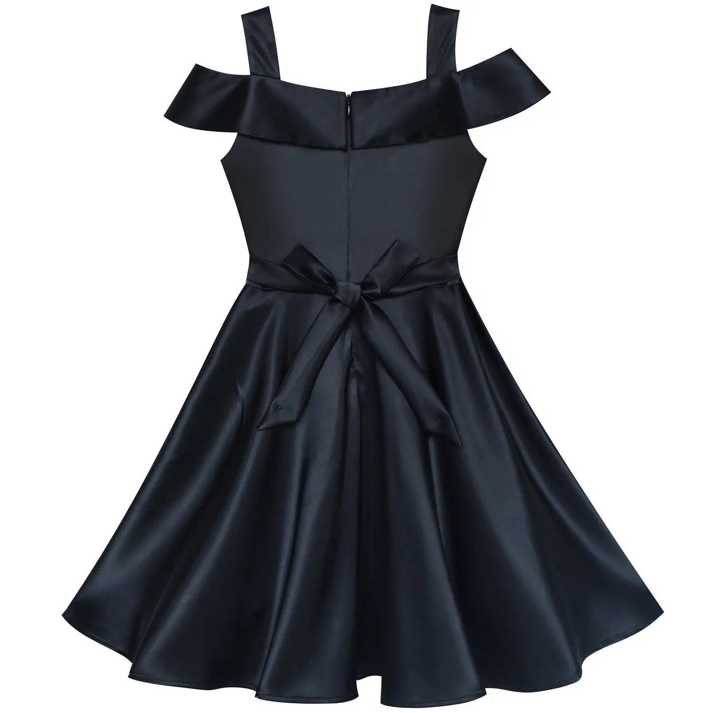 Girls Dress Black Off Shoulder Flare Party