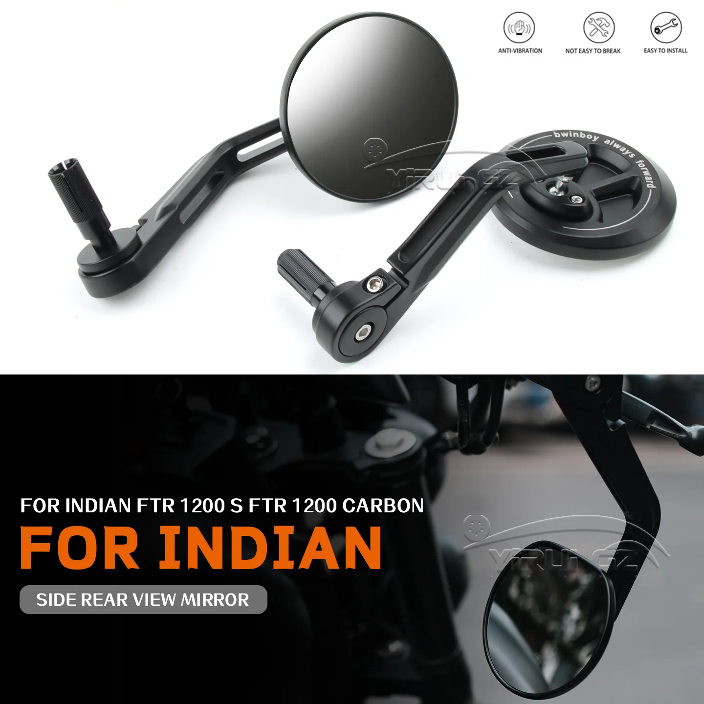 Motorcycle Rearview Handlebar Rearview Mirror Retro Handlebars Side Mirror FOR Indian FTR 1200 S FTR 1200 Carbon FTR 1200 S 1200