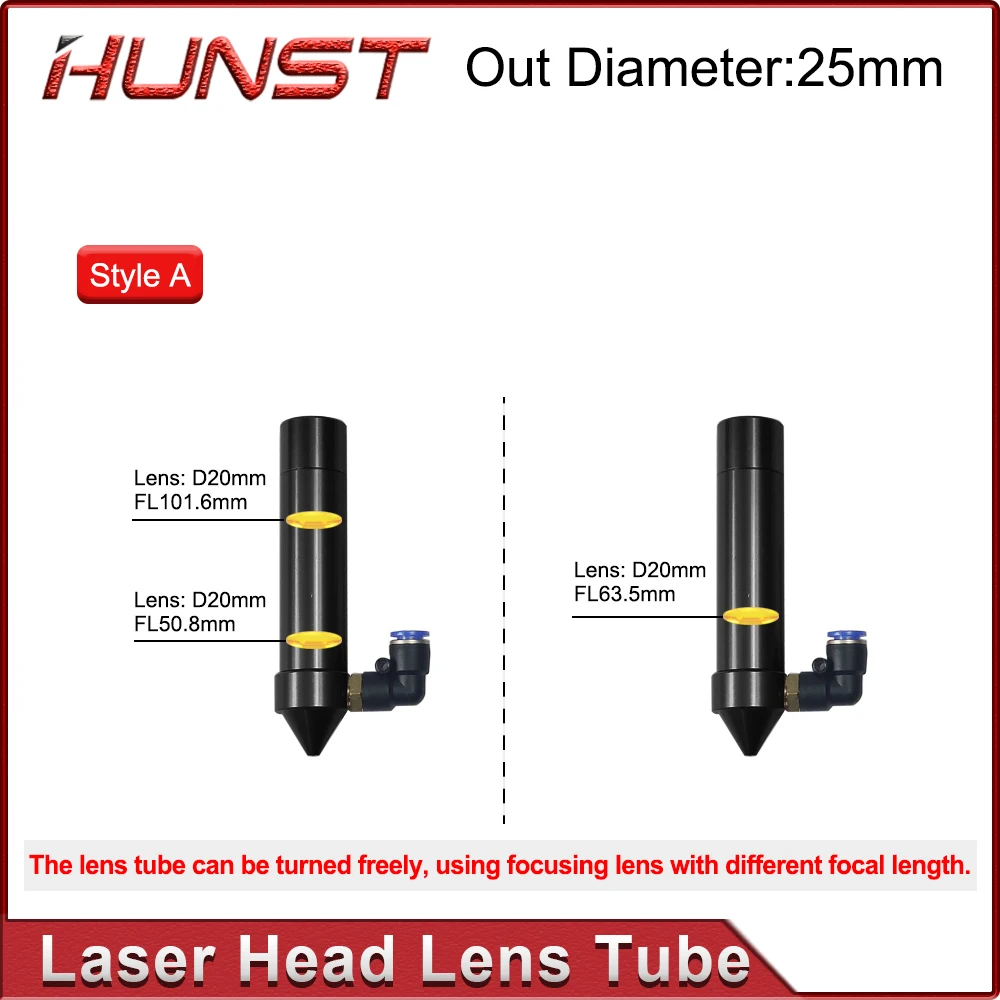 Imagem -04 - Laser Head Lens Tube Air Nozzle para Lente de Saída Laser Diâmetro 20 mm Distância Focal 50.8 63.5 mm Máquina de Corte Hunst-co2