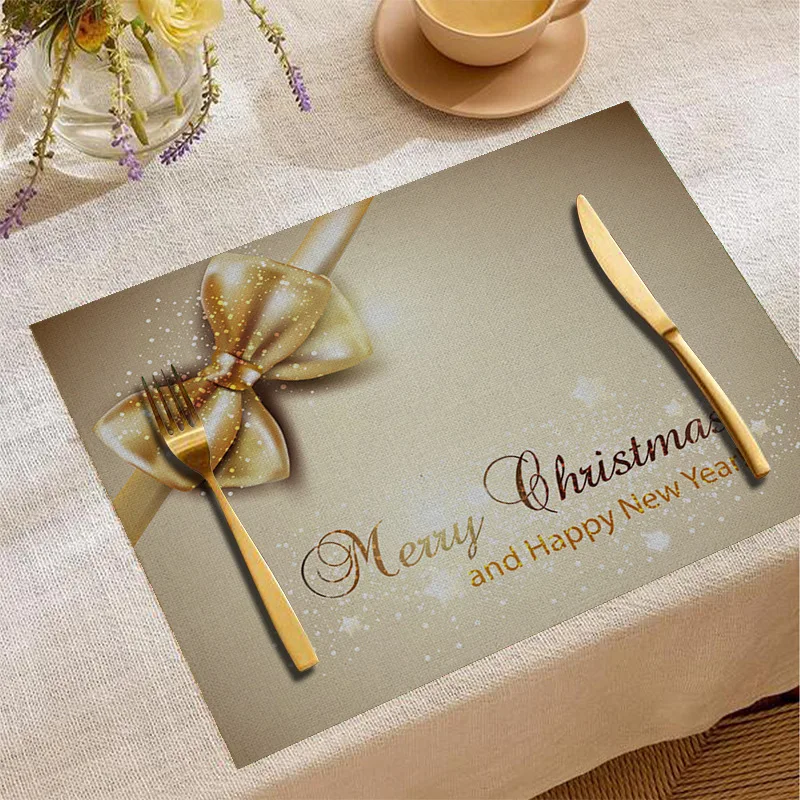 2025 عيد الميلاد الديكور الطرف الطباعة جو الجدول حصيرة الأوروبية مربع الغربية الغذاء المنزلية الجدول حصيرة #3