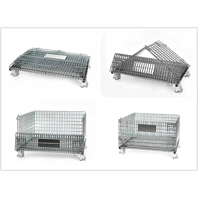 Industry Hanging Storage Wire Baskets Collapsible Stillage Cage Wire Mesh Container Pallet Box Foldable Metal Storage Pallet