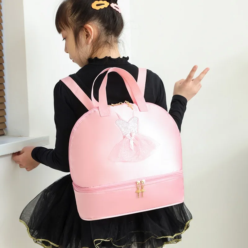 Lightweight nylon waterproof dance backpack children independent shoes warehouse cute shoulder dance training girls schoolbag