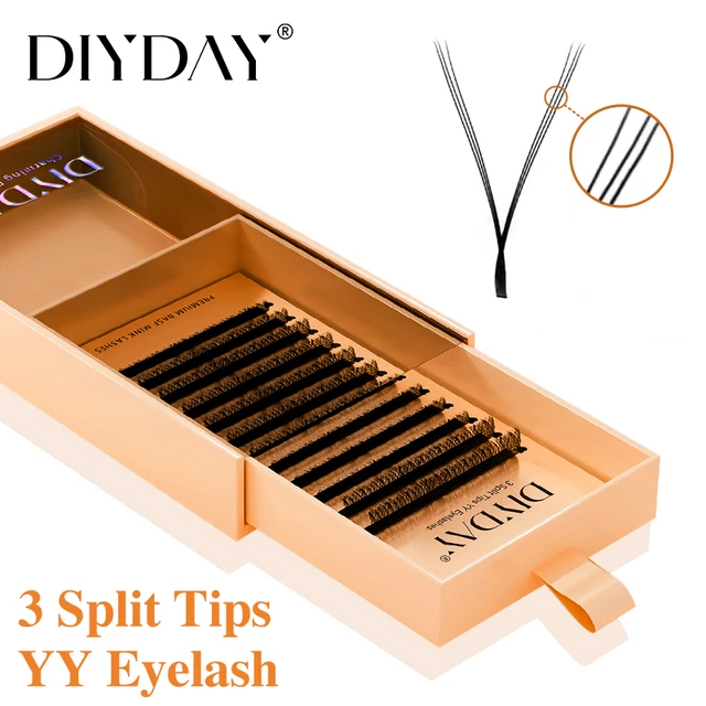 DIYDAY 3 Split Tips YY Lash Extension C D Curl Natural Soft Mink Lashes Premade Volume Fans Potrójne końcówki Sztuczne rzęsy w kształcie litery Y