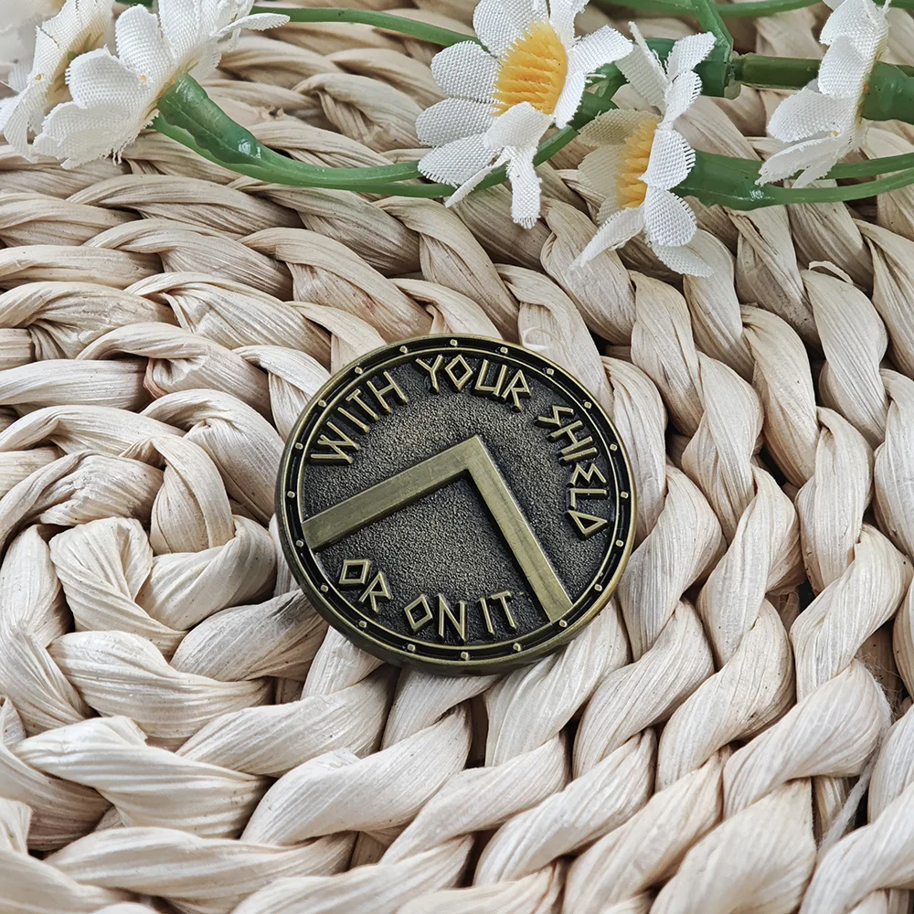 Spartaner-Schild Metallbrosche mit Ihrem Schild oder darauf, griechisches Krieger-Lambda-Abzeichen, Geschenk für Militärhistorie-Fans, Jacken- und Taschenanhänger. – Detail 11