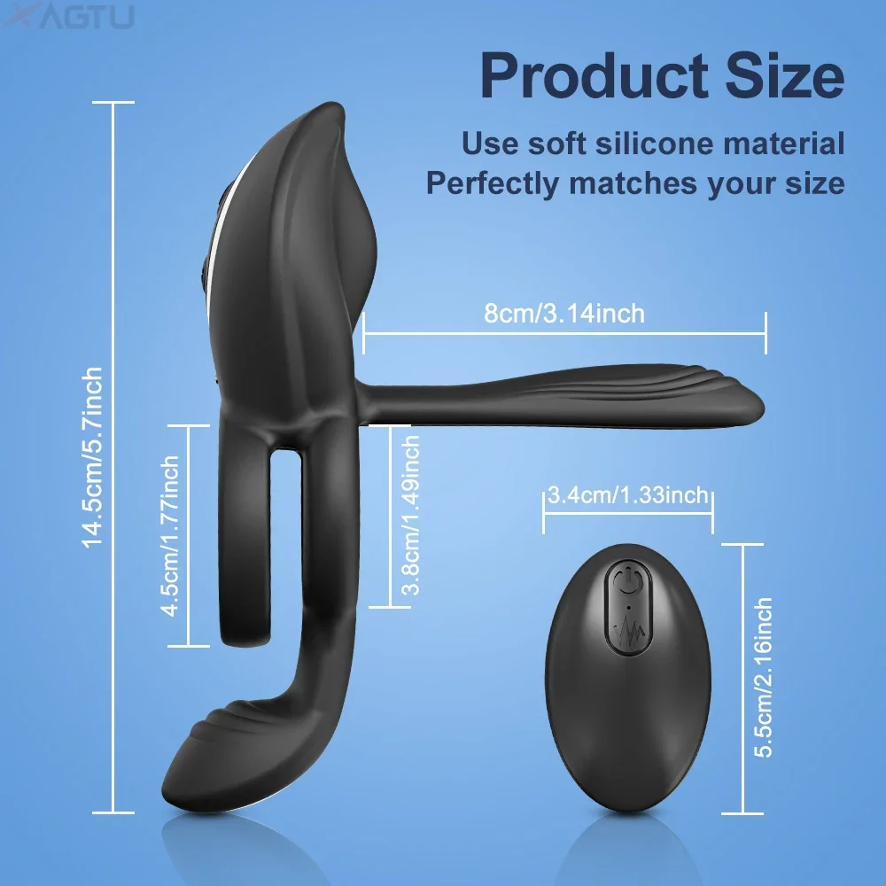 Cock Ring Vibrating for Men Ejaculation Delay Male Erectile Penis Ring G-Spot Clitoris Anal Stimulator Adult Sex Toy for Couples