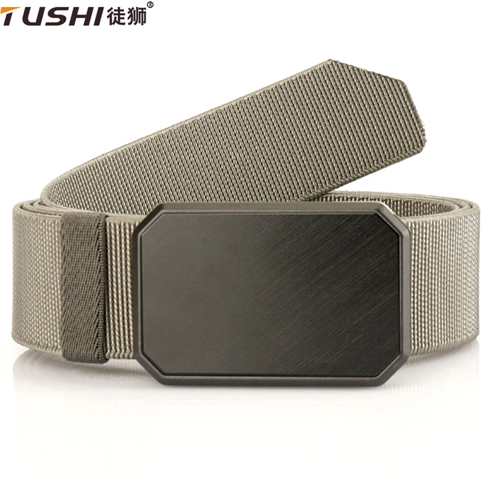 TUSHI Belt Men Army EDC Outdoor Hunting Tactical Magnetism Buckle Combat Survival elastico di alta qualità per Nylon maschio Luxury