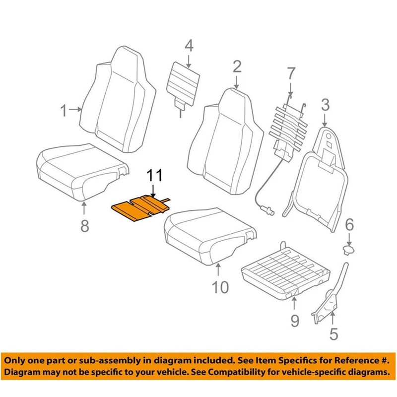 6C3Z-14D696-A 2Pcs Car Front Seat Cushion Heating Elements Accessories For Ford Super Duty 2005-2010 6C3Z14D696A