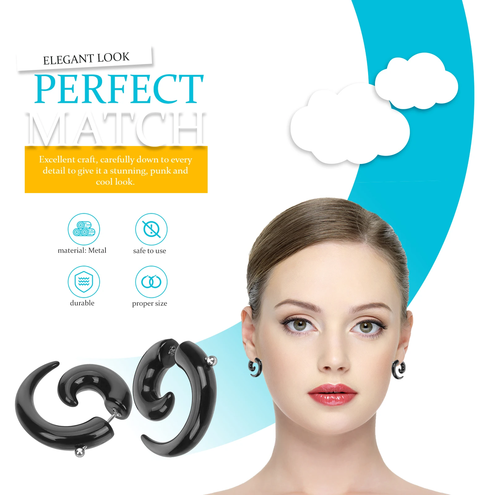 2 pezzi orecchini con artiglio in corno punk per donna uomo piccola puntura a spirale chic unico festa di nozze orecchini regalo di Natale di Halloween per