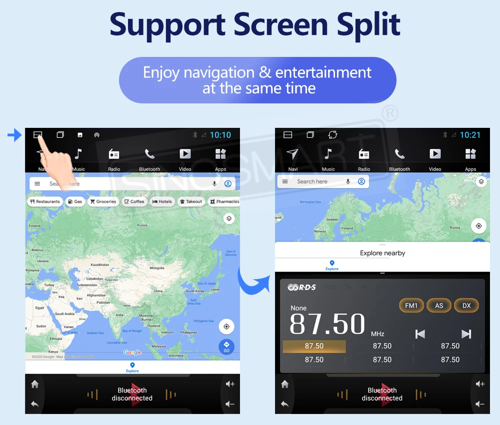 SINOSMART Android縦型スクリーンカーマルチメ - Tesla Style Screen Car Radio のレビューと価格