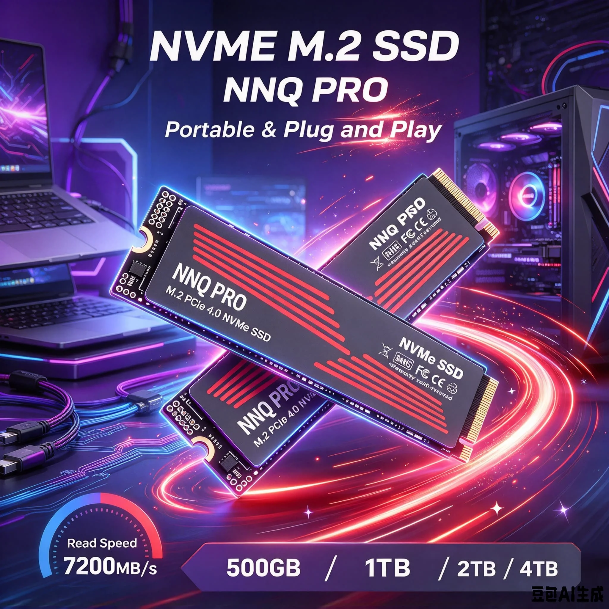 NNQ PRO Nova Elite Built-in M.2 NVMe Solid State Drive 500GB/1TB/2TB/4TB Fast Data Transfer for Gaming PC Laptop Desktop