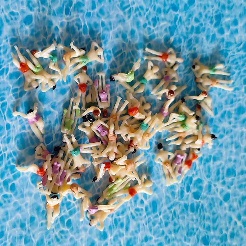 Kits de modèles 1:150 1:100, Mini personnes de natation, Micro scène, matériaux de personnages, accessoires de Diorama de paysage, 20 pièces/lot