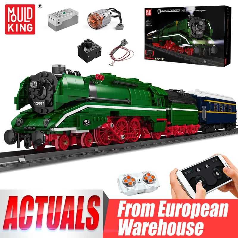 Mould King 12007 Technisches Auto-Spielzeug: APP- & RC-gesteuerter motorisierter BR18 201 Deutscher Expresszug Modellbausatz Bausteine Kinder Geschenk