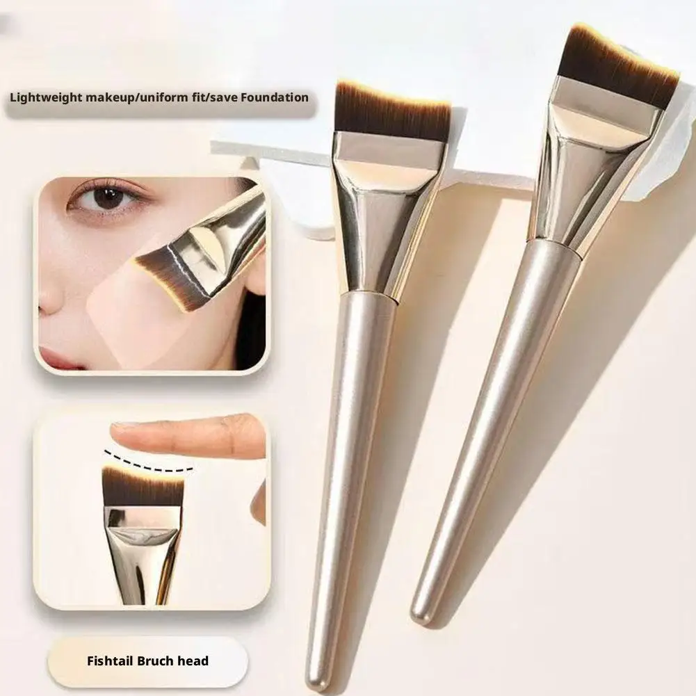 Brocha para base sin polvo, brocha de maquillaje de cabeza plana, corrector de máscara, brocha sin costuras, brocha ultrafina, herramientas de belleza