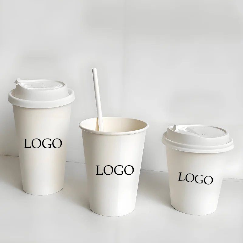 

50pcs 250ml Personalized customization White Paper Cups Disposable Coffee Cup Custom Drinking Party Supplies logo Custom