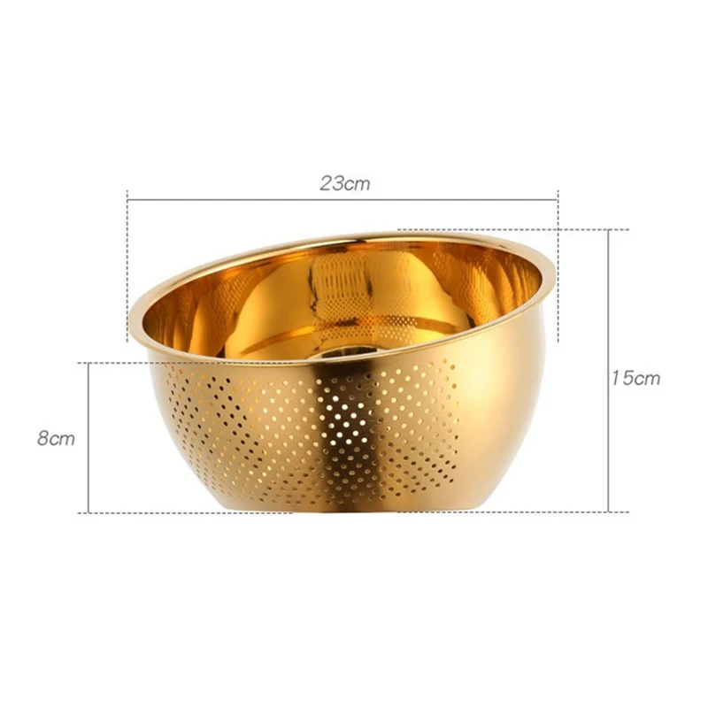 Rice Washing Bowl Stainless Steel Versatile 3-In-1 Colander And Kitchen Strainer With Side Drainers For Rice Vegetables