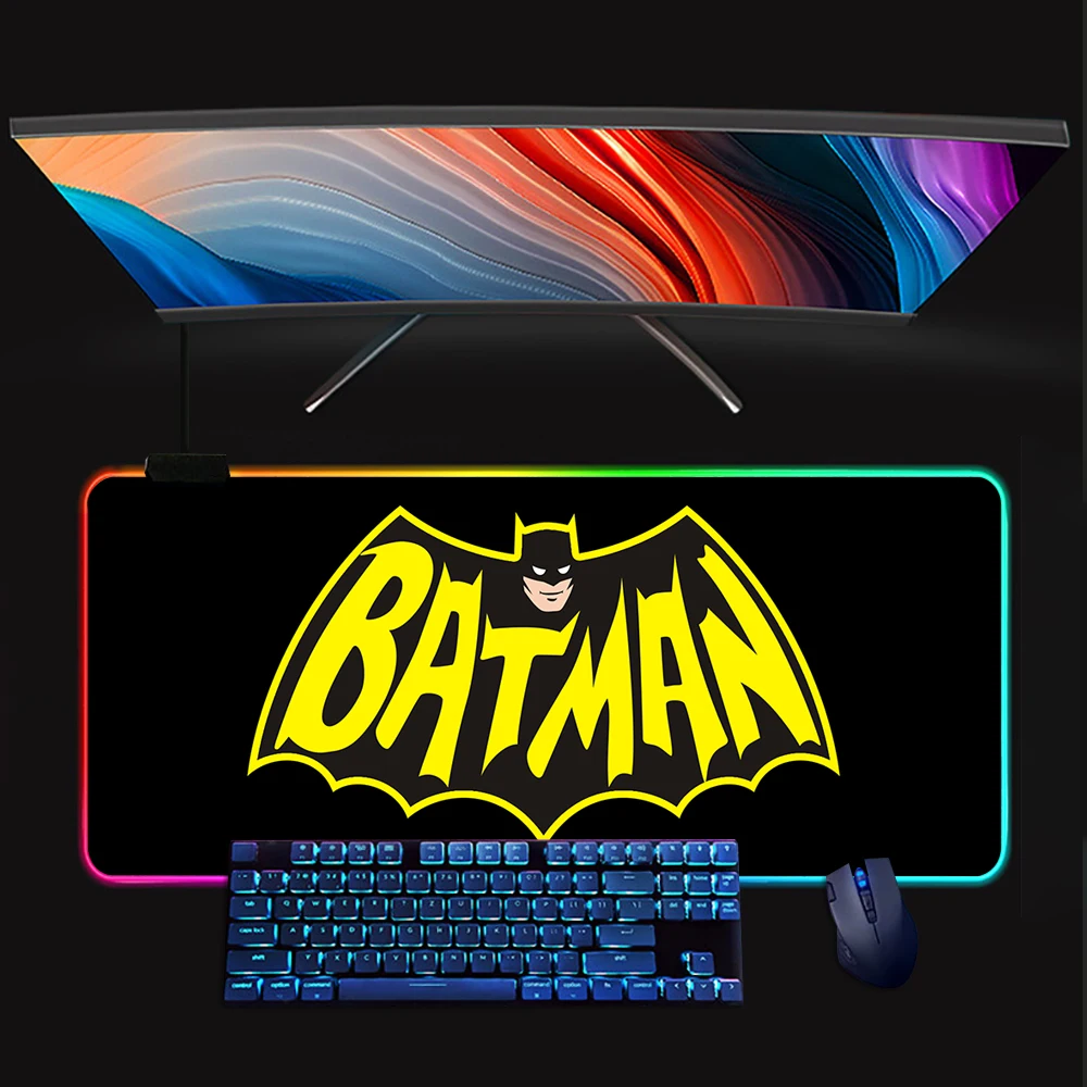 Batmans Movie RGB Pc Gamer Keyboard Mouse Pad Mousepad LED Glowing Mouse Mats Rubber Gaming Computer Mausepad