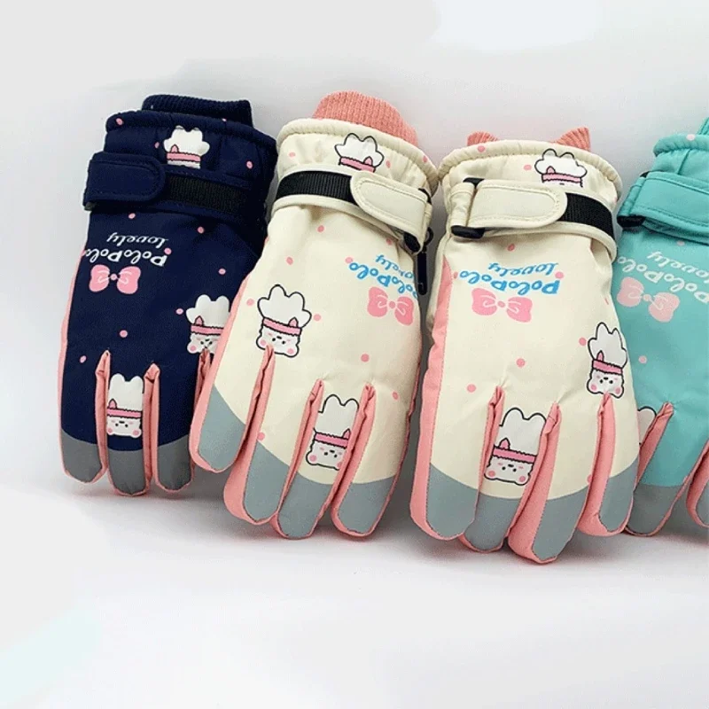 

Winter Mittens Kids Ski Gloves Waterproof Thermal Gloves with Cartoon Pattern Children Boys Girls Outdoor Sports Gloves 15UB
