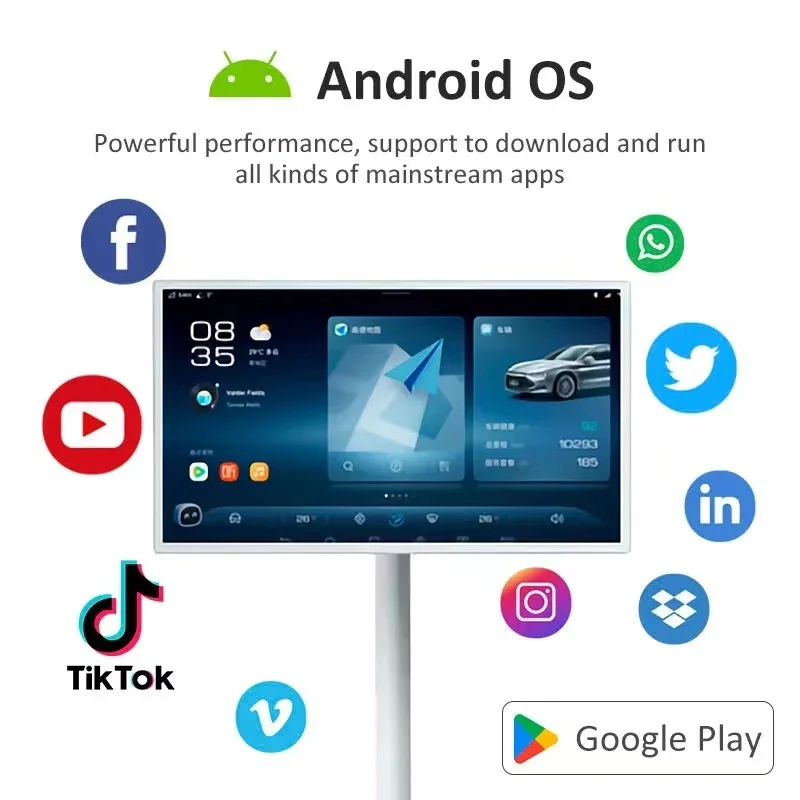 

27-32 Inch 4K Resolution Android Smart TV Portable Touch Screen for Home Business & Gaming Standing TV for Indoor Use