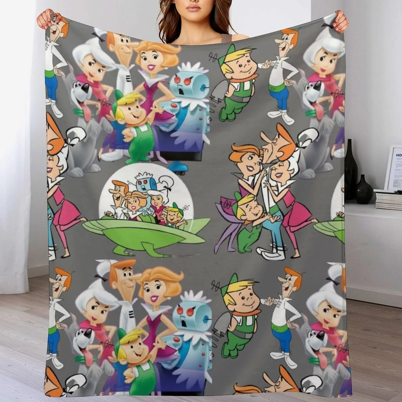

the jetsonsthe jetsonsthe jetsonsthe jetsons Throw Blanket Giant Sofa Comforter Shaggy Designers Blankets