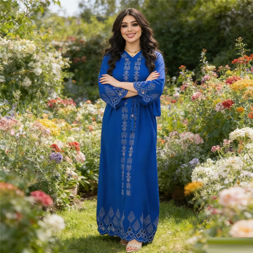 

Элегантное женское мусульманское платье-абайя из Дубая, турецкий кафтан, джеллаба для Ид, исламская джалабия, марокканский кафтан, женское мусульманское платье, роба, мусульманские платья