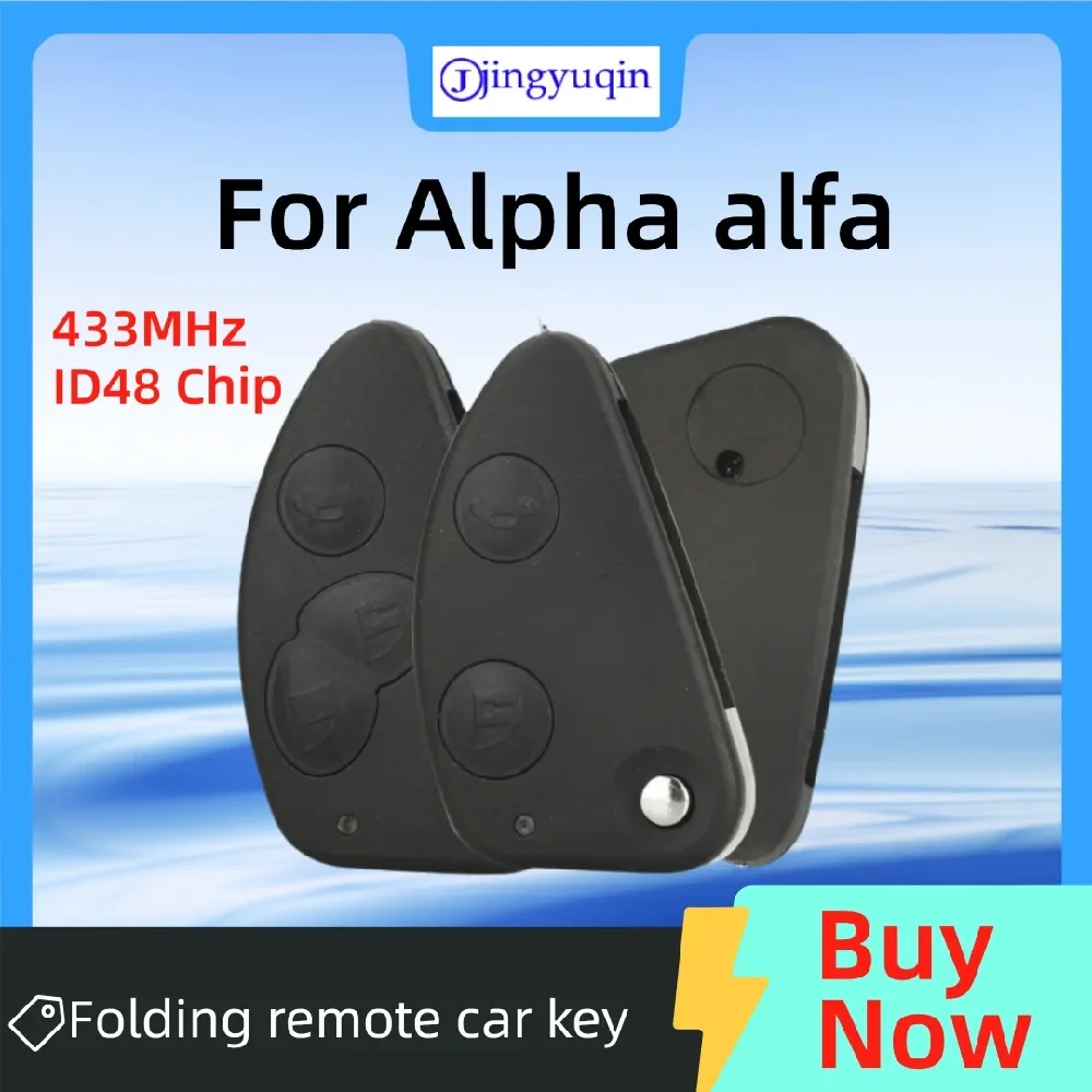 

jingyuqin 2/3-кнопочный выкидной смарт-ключ-брелок 433 МГц с чипом ID48 для Alfa Romeo 147 156 166 GT с необработанным заготовочным лезвием SIP22
