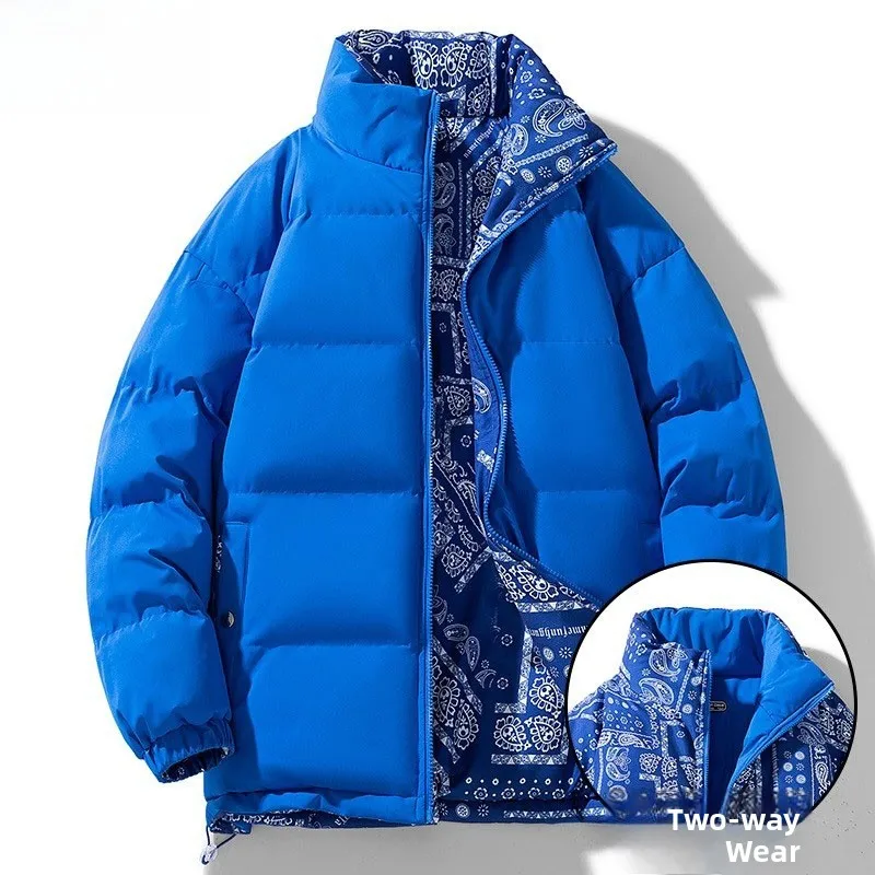 

Loose Double-Sided Wear down Jaet for Men And Women Youthful Sle Warm Bread Sle Coat Casual Faion Winter Outerwear