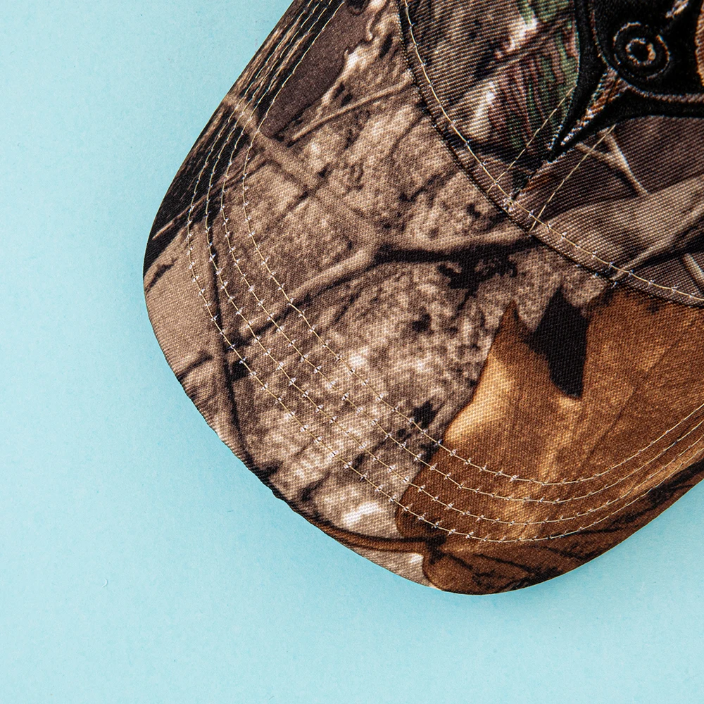 Europäische und amerikanische Sommer-Outdoor-Baseballkappen, mit Blättern bedruckte Dschungel-Tarnkappen, Herren- und Damen-Tarnkappen. – Detail 7