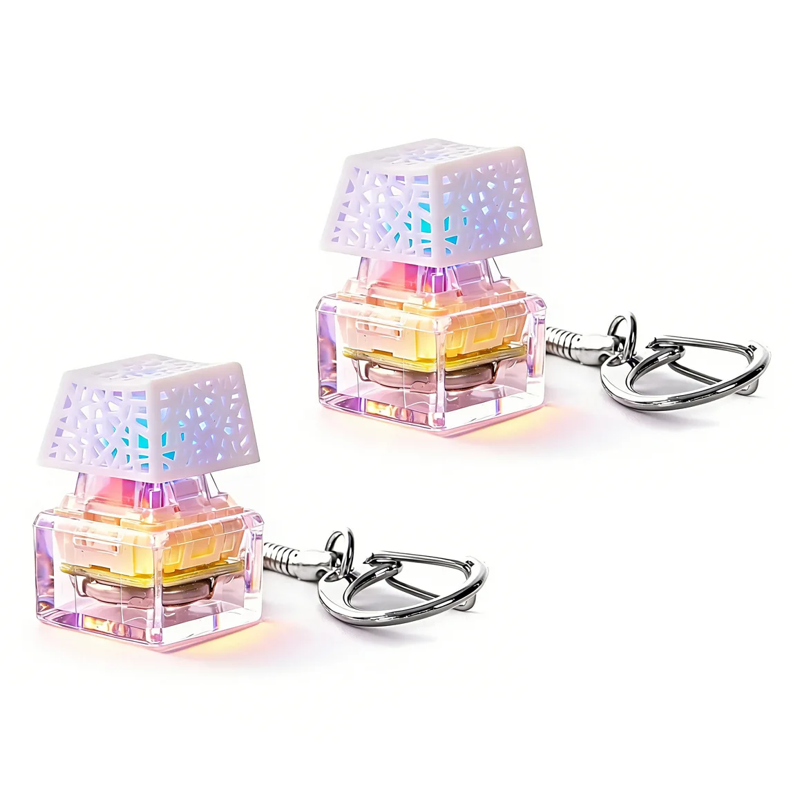 Mini Color Changing Light Fidget Button Toy Portable Decompression Keychain Anxiety Relief Squeeze Pendant For Kids Adult