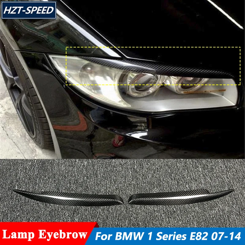2 PCS Carbon Fiber Car Stickers Headlight Eyebrow Decoration Trims For BMW 1 Series E82 E87 E88 Tuning 2007-2014