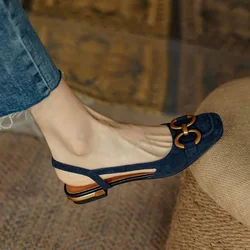 Zapatos mujer francês do vintage sandálias femininas verão 2023 novo elegante sapatos de salto baixo preguiçoso casual muller sapatos designer