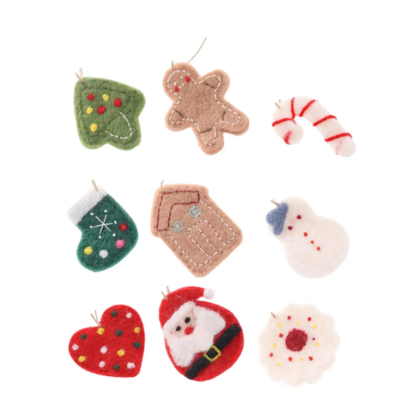 9Pcs Felt Fabric Christmas Pendants DIY Crafts Cute Hanging Ornament Xmas Tree Decoration for Fireplace Mantles Multipurpose