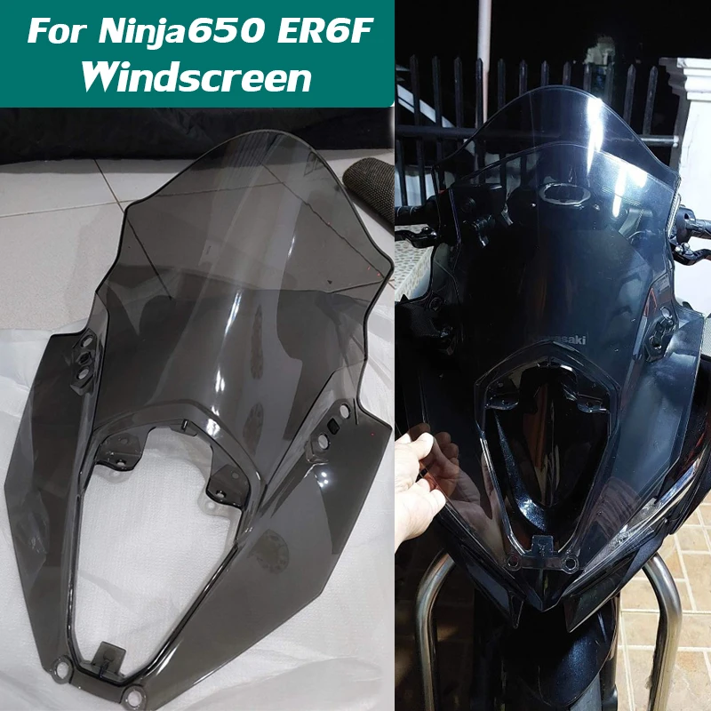 Motorcycle Accessories Windshield For Kawasaki Ninja 650 ER6F Windscreen Wind Deflector Screen ER 6F ER-6F EX650 2020 2021 2022