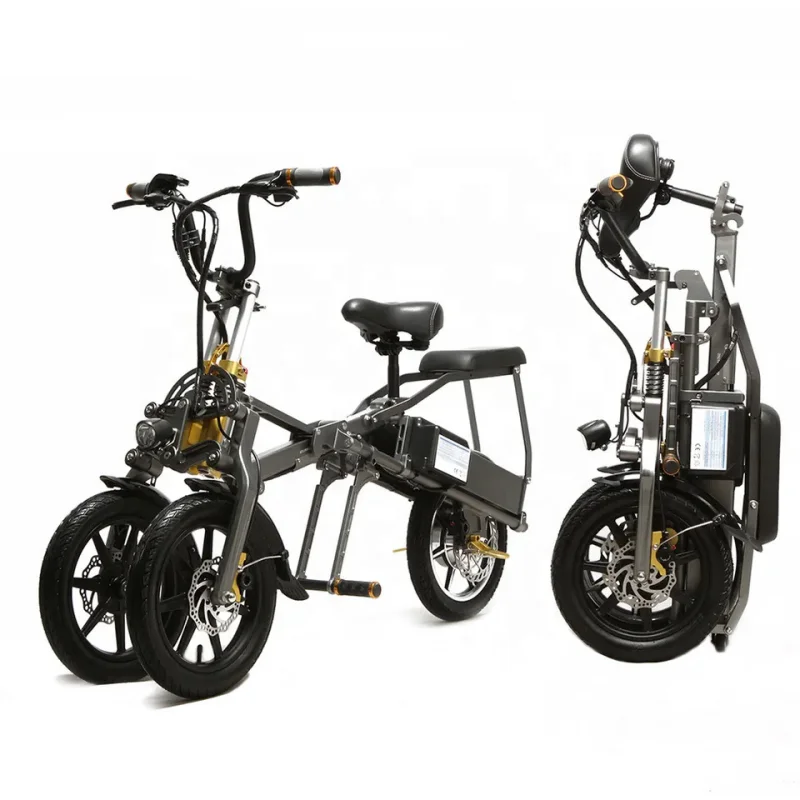 

Three-wheeled electric folding three-wheeled bicycle with 48v integrated lithium battery 500W motor