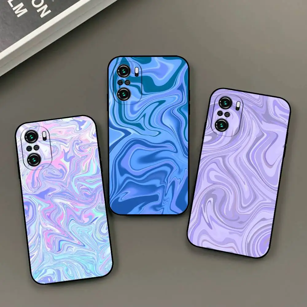 حافظة هاتف دوامة سائلة ملونة لهاتف Xiaomi 11 12 Redmi Note 11 5G 8T 9A 9 10T Note 8 9 12SUltra مقاومة للصدمات، نحيفة، سوداء، حافظة #2