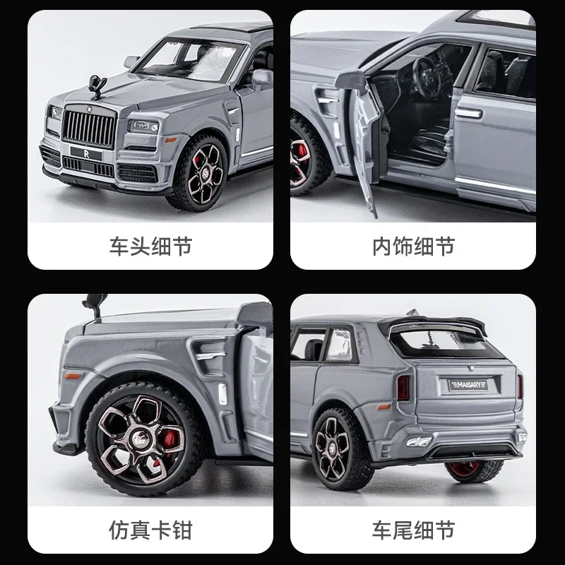 1:36 Rolt Royce Cullinan Hoge Simulatie Diecast Metalen Legering Model Auto Geluid Licht Terugtrekken Collectie Kinderen Speelgoed Geschenken