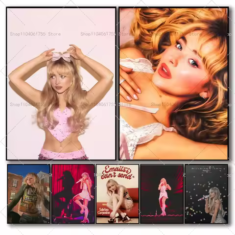 1PC Modern Fashion Singer Sabrina Carpente Poster Self-adhesive Art Waterproof Paper Sticker Coffee House Bar Room Wall Decor