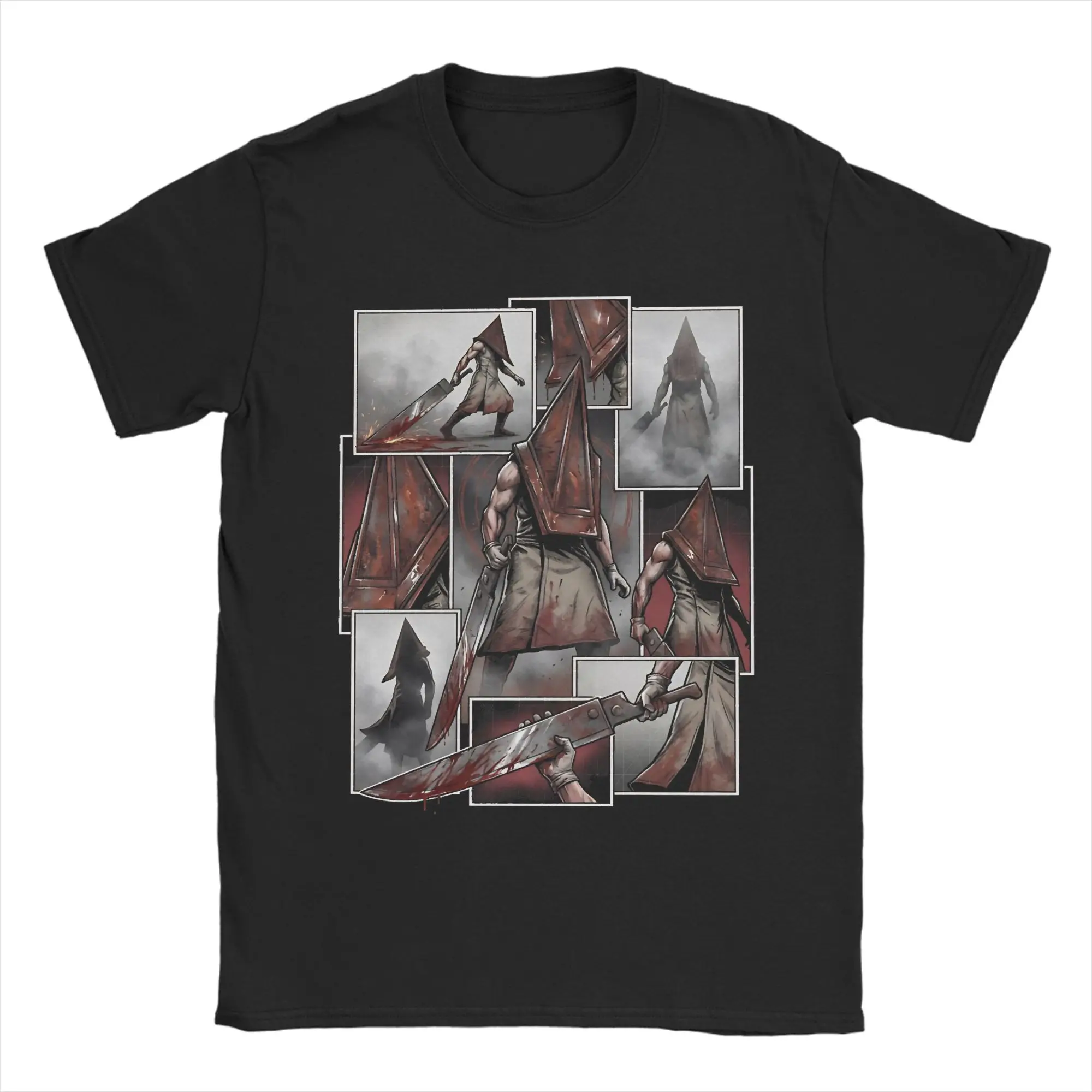 Men's Pyramid Head Silent Hill 2 Remake Horror T Shirts  Cotton Clothes Cool Short Sleeve Crew Neck Tee Shirt Printed T-Shirt