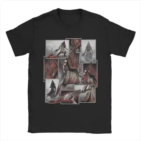 Men's Pyramid Head Silent Hill 2 Remake Horror T Shirts  Cotton Clothes Cool Short Sleeve Crew Neck Tee Shirt Printed T-Shirt