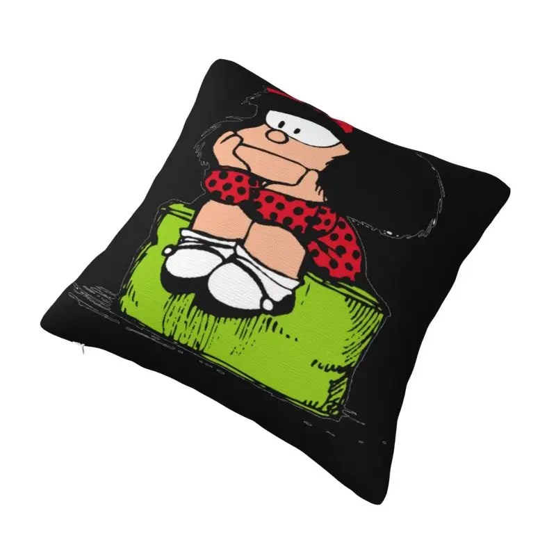 Custom Mafaldas Thinking Quino Comic Cartoon Modern Throw Pillow Cover Cushions Cover for Sofa