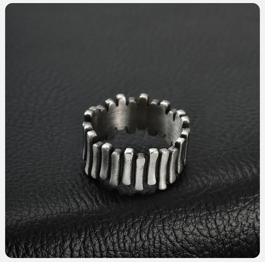 Vnox 10,5 mm breiter Zahnradbandring aus Edelstahl, silberfarben, verblasst nicht, hypoallergen, wasserdicht, Punk-Schmuck für Männer, Größe 7–11 – Detail 7