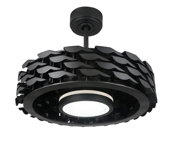 New design 21 inch bladeless electric 110v 220v matte black LED decorative lighting ceiling fan with remote control
