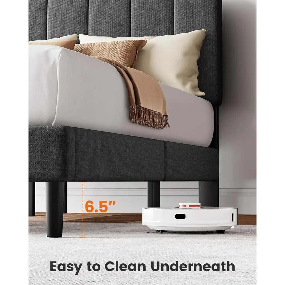 Upholstered Platform Bed Frame Queen Size with 12 Support Legs, 1300 lbs Capacity, Adjustable Headboard for Maximum Support and