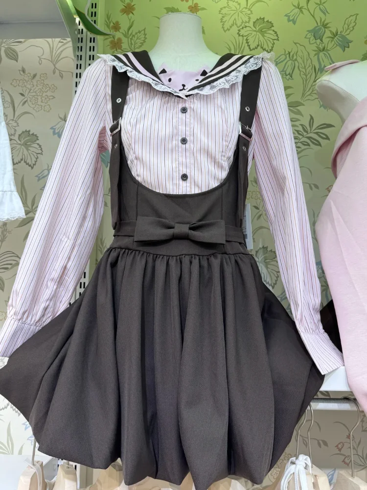 

Элегантный комплект из 2 предметов в японском стиле в стиле ретро для женщин Y2k Sweet Kawaii Design Dress Suit Female Bow Chic Korea Polular Clothes