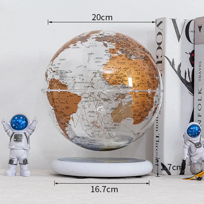 8inch Magnetic Levitating Globe 20cm Transparent Globe Lamp LED Light ABS Globe Home Office Decoration Christmas Business Gifts