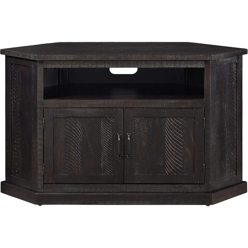 Home TV Stand - Rustic Espresso Entertainment Center - Farmhouse Style - Large Versatile Cabinet Provides Ample Storage