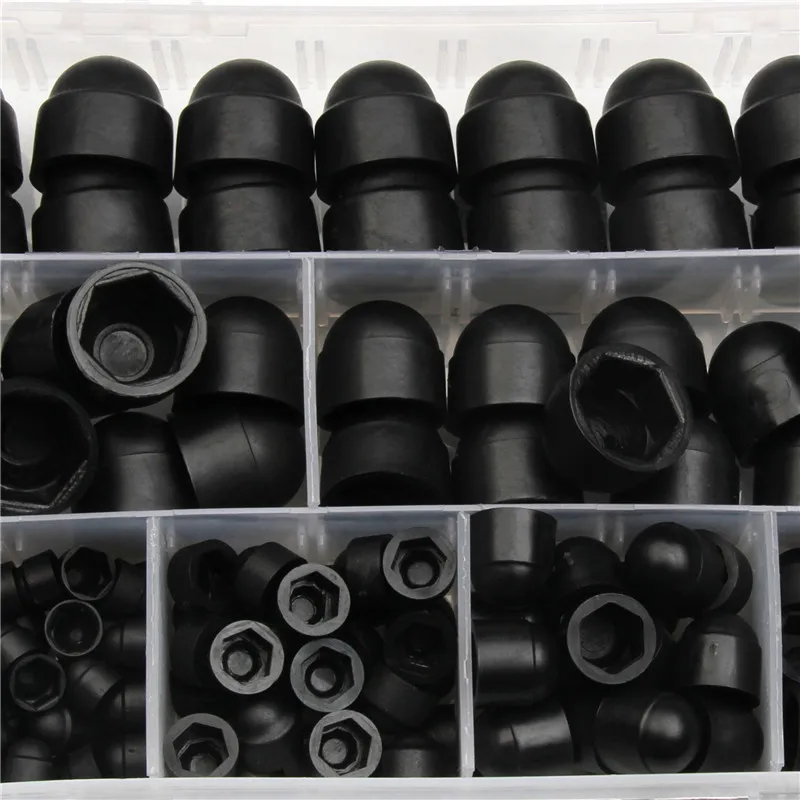 145pcs Hexagon Nuts Bolt Cover Screw Caps Nylon Acorn Nut Dome Hex Cover Protective Hexagon Screws Bolts Kit M4/5/6/8/10/12