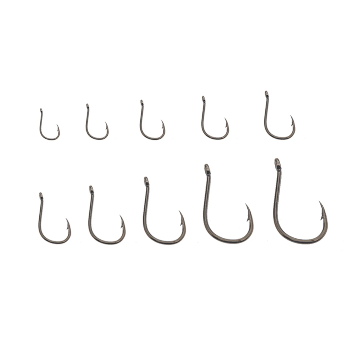 

500pcs Fish Hooks 10 Different Sizes Durable Hard Iron Material Transparent Plastic Box Easy Access Fishing Accessories