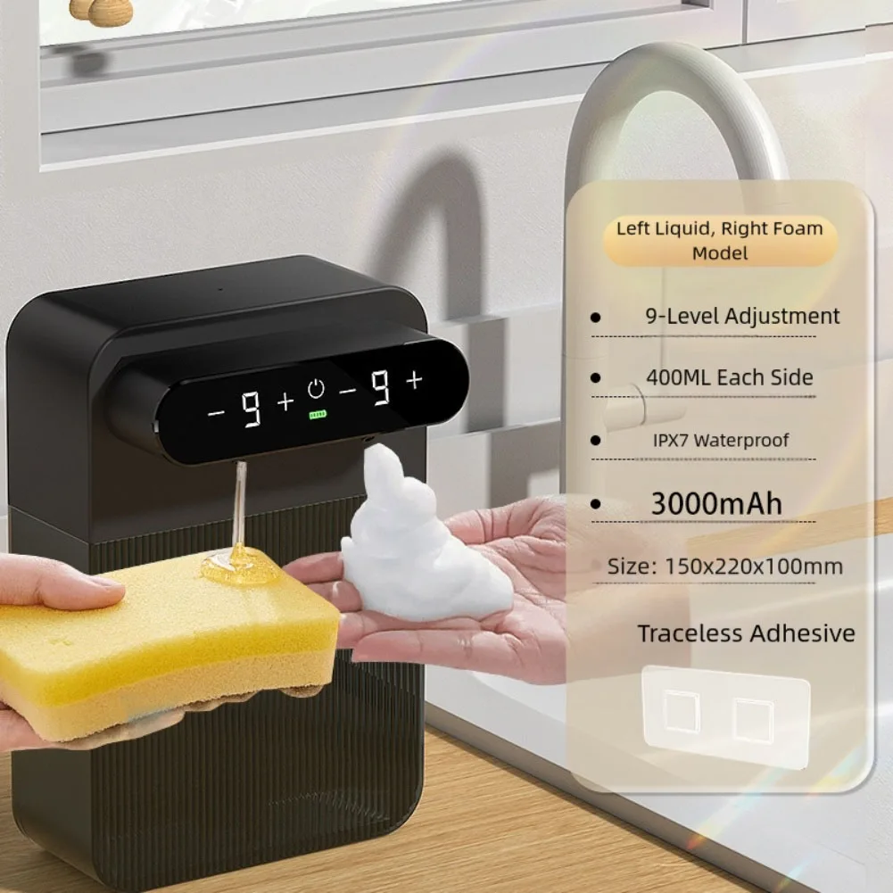 Adjustable Soap Output Infrared Sensing Dispenser Dual-Head Soap Dispenser 3-Month Battery Life Efficient Performance